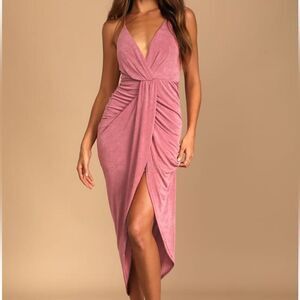 Lulu’s Dreamy Date Rose Pink Midi Dress